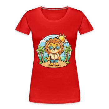 Lunettes de soleil de plage d’été Lion Funny Cartoon - T-shirt bio Premium Femme - rouge - Devant - Mia (176cm)
