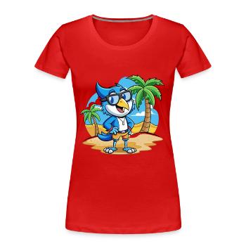 Blue Jay Lustige Cartoon Sommer Strand Sonnenbrille - Frauen Premium Bio T-Shirt - Rot - Vorne - Mia (176cm)