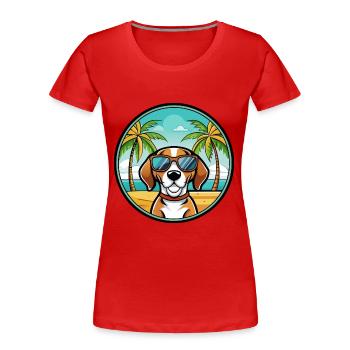 Treeing Walker Coonhound Hunderasse Cartoon Strand - Frauen Premium Bio T-Shirt - Rot - Vorne - Mia (176cm)