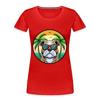 Bulldog Breed Cartoon Lunettes de soleil Beach - T-shirt bio Premium Femme - rouge - Devant - Mia (176cm)