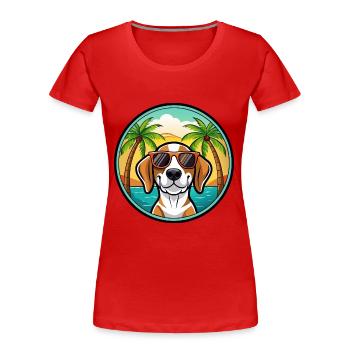Treeing Walker Coonhound Hunderasse Cartoon Strand - Frauen Premium Bio T-Shirt - Rot - Vorne - Mia (176cm)