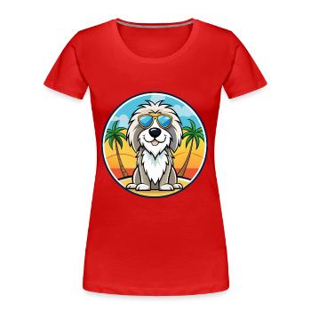 Picardie Schäferhund Rasse Cartoon Sonnenbrille Strand - Frauen Premium Bio T-Shirt - Rot - Vorne - Mia (176cm)