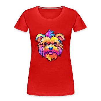 Yorkshire Terrier Hunderasse Cartoon Kawaii Illustration - Frauen Premium Bio T-Shirt - Rot - Vorne - Mia (176cm)