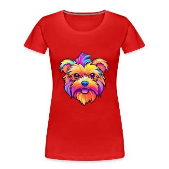 Yorkshire Terrier Hunderasse Cartoon Kawaii Illustration - Frauen Premium Bio T-Shirt - Rot - Vorne - Mia (176cm)