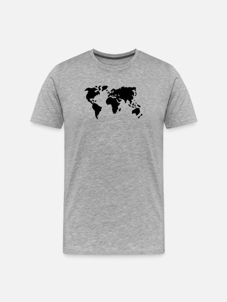 Welt - Männer Premium Bio T-Shirt - Grau meliert
