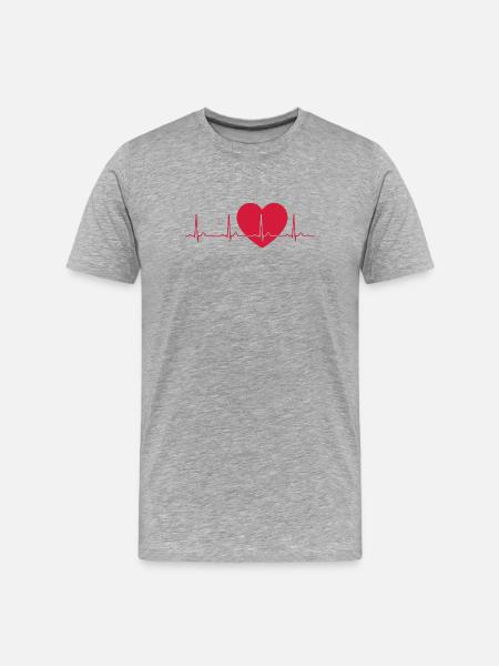 Heartbeat ECG Line Medical Pulse Wave Icon Vector - Men's Premium Organic T-Shirt - heather grey