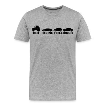 Ich meine Follower  - Männer Premium Bio T-Shirt - Grau meliert - Vorne - Damien (186cm)