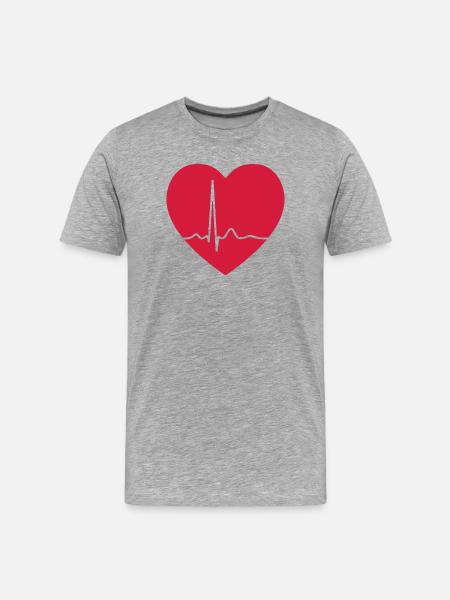 Heartbeat ECG Line Medical Pulse Wave Icon Vector - Men's Premium Organic T-Shirt - heather grey