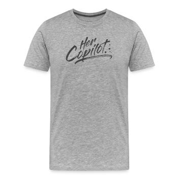 Her Copilot - Men's Premium Organic T-Shirt - heather grey - Front - Damien (186cm)
