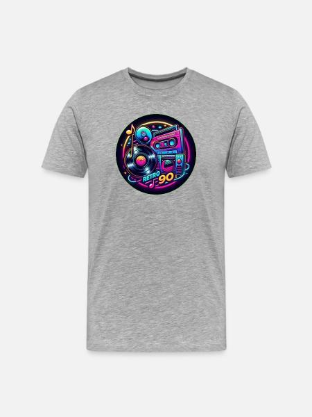 Retro 90s Logo - Men's Premium Organic T-Shirt - heather grey