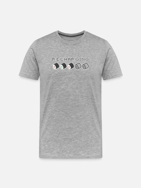 Recharging Pixel Sushi - Men's Premium Organic T-Shirt - heather grey