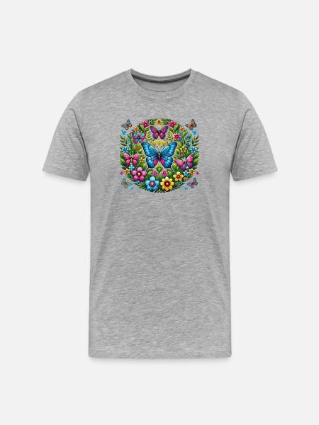 Papillons 2 - T-shirt bio Premium Homme - gris chiné