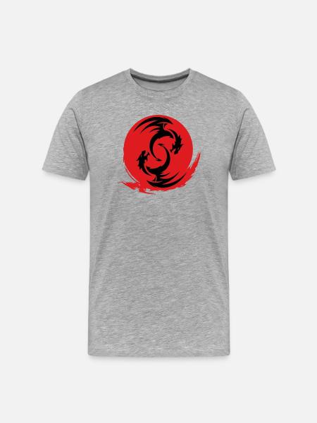 Red Dragon Circle - Men's Premium Organic T-Shirt - heather grey