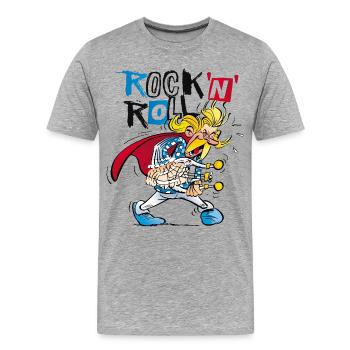 Asterix & Obelix - Troubadix Rock'n' Roll Tee shir - T-shirt bio Premium Homme - gris chiné - Devant - Damien (186cm)