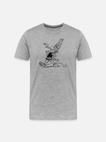 Asterix & Obelix - Asterix singt - Männer Premium Bio T-Shirt - Grau meliert