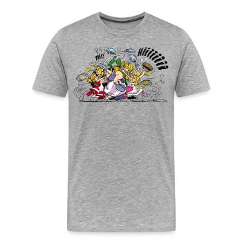 Asterix & Obelix Fight - Men's Premium Organic T-Shirt - heather grey - Front - Damien (186cm)