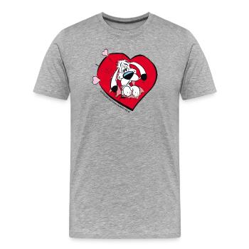 Asterix & Obelix - Idefix Mit Herz - Männer Premium Bio T-Shirt - Grau meliert - Vorne - Damien (186cm)