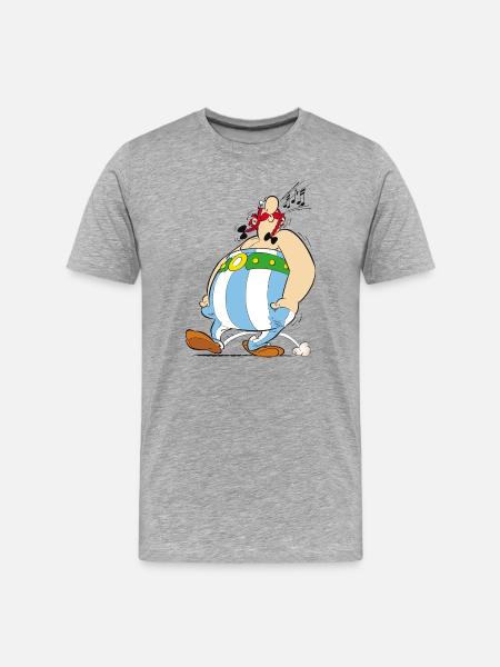 Asterix & Obelix - Obelix Sifflant - T-shirt bio Premium Homme - gris chiné