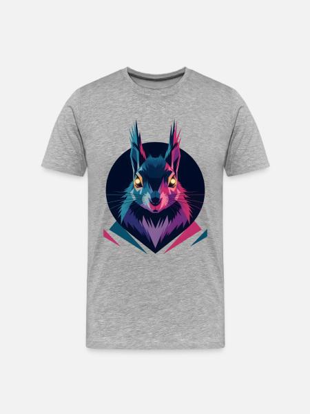 Écureuil low-poly - T-shirt bio Premium Homme - gris chiné