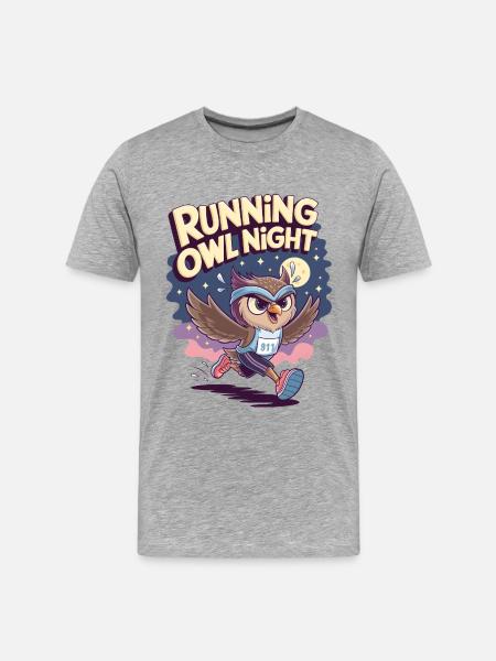 Running Owl Night - Men's Premium Organic T-Shirt - heather grey