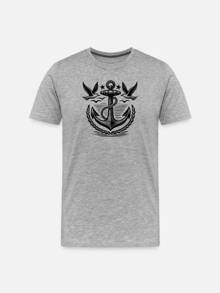 Anchor Seagulls Logo - Men's Premium Organic T-Shirt - heather grey