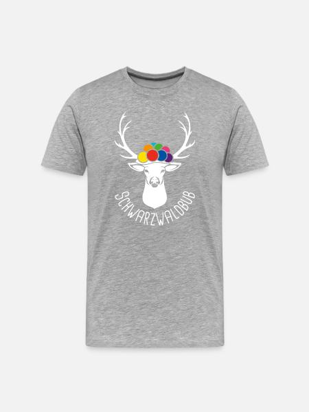 Hirsch Schwarzwaldbub weiss - Männer Premium Bio T-Shirt - Grau meliert