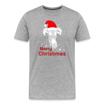 Merry Christmas Schafbock Frohe Weihnachten - Männer Premium Bio T-Shirt - Grau meliert - Vorne - Damien (186cm)