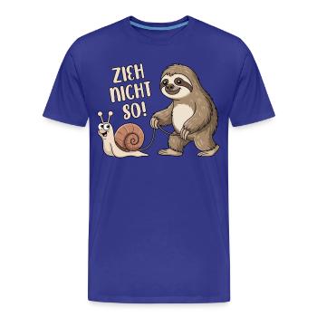 Zieh nicht so - Schnecke und Faultier - Männer Premium Bio T-Shirt - Königsblau - Vorne - Damien (186cm)