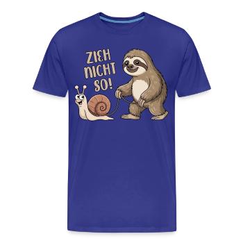 Zieh nicht so - Schnecke und Faultier - Männer Premium Bio T-Shirt - Königsblau - Vorne - Damien (186cm)