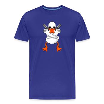 Canard avec pistolet - T-shirt bio Premium Homme - bleu roi - Devant - Damien (186cm)
