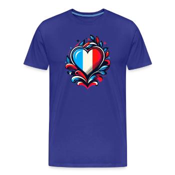Coeur drapeau Français - T-shirt bio Premium Homme - bleu roi - Devant - Damien (186cm)