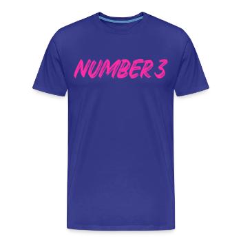Number 3 - drei - dritter - dritte - 3 - Nummer 3 - Männer Premium Bio T-Shirt - Königsblau - Vorne - Damien (186cm)