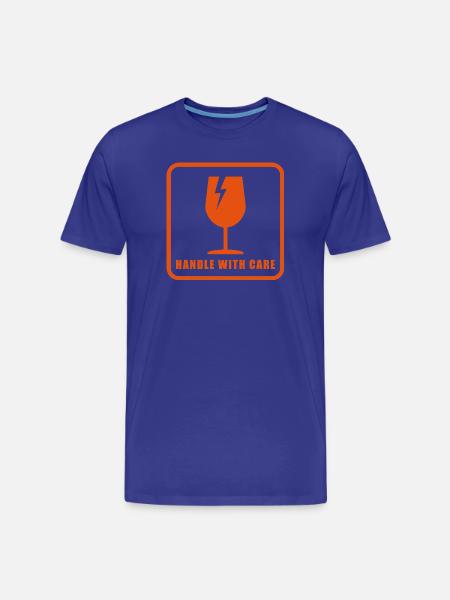 Panneau d’étiquette d’expédition Fragile Handle With Care - T-shirt bio Premium Homme - bleu roi
