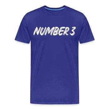 Number 3 - drei - dritter - dritte - 3 - Nummer 3 - Männer Premium Bio T-Shirt - Königsblau - Vorne - Damien (186cm)