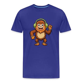 Big Foot Drôle Dessin Animé Personnage Casque Musique - T-shirt bio Premium Homme - bleu roi - Devant - Damien (186cm)
