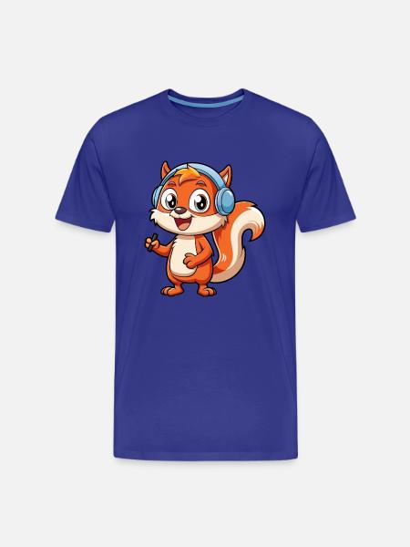 Ekorre Rolig Tecknad Figur Hörlurar Musik - Organic T-shirt Ekologisk premium-T-shirt herr - kungsblå
