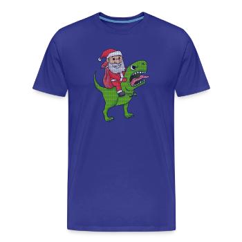 Weihnachten Dinosaurier Ugly Christmas Effekt - Männer Premium Bio T-Shirt - Königsblau - Vorne - Damien (186cm)