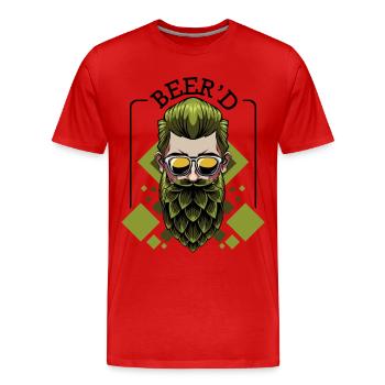 Beer‘d Bier Brauen Bart Wortspiel Brauer Geschenk - Männer Premium Bio T-Shirt - Rot - Vorne - Damien (186cm)
