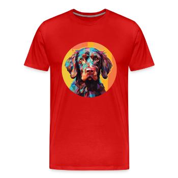 Pudelpointer Hunderasse Aquarell Illustration - Männer Premium Bio T-Shirt - Rot - Vorne - Damien (186cm)