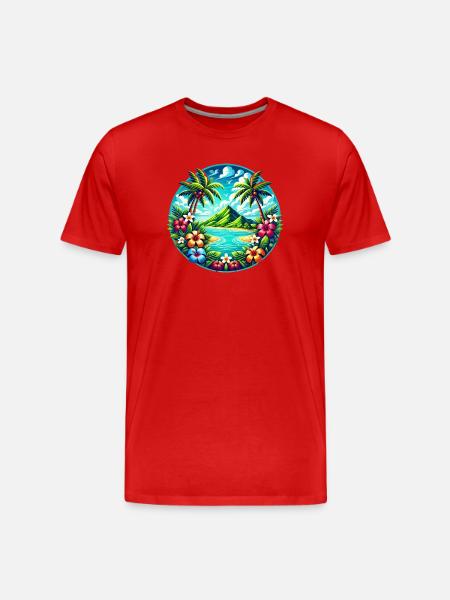 Caribbean Island Logo - Men's Premium Organic T-Shirt - red