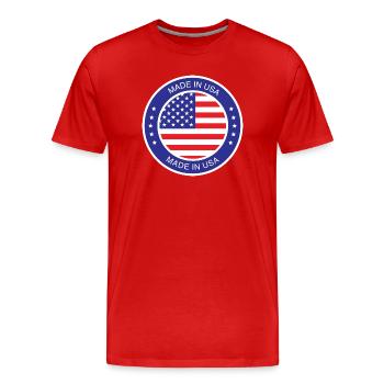 made in the USA - Männer Premium Bio T-Shirt - Rot - Vorne - Damien (186cm)