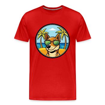 Serbischer dreifarbiger Laufhund Rasse Cartoon Strand - Männer Premium Bio T-Shirt - Rot - Vorne - Damien (186cm)