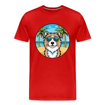 Katalanische Schäferhundrasse Cartoon Sonnenbrille Strand - Männer Premium Bio T-Shirt - Rot - Vorne - Damien (186cm)