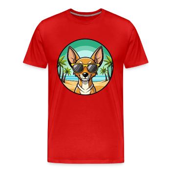 Cirneco Dell Etna Hunderasse Cartoon Sonnenbrille Strand - Männer Premium Bio T-Shirt - Rot - Vorne - Damien (186cm)