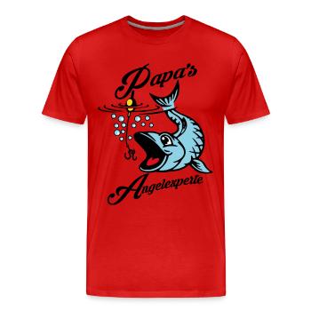 Papa's Angelexperte - Angeln mit Papa - Männer Premium Bio T-Shirt - Rot - Vorne - Damien (186cm)
