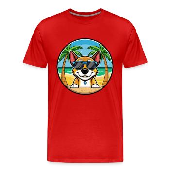 Serbischer dreifarbiger Laufhund Rasse Cartoon Strand - Männer Premium Bio T-Shirt - Rot - Vorne - Damien (186cm)