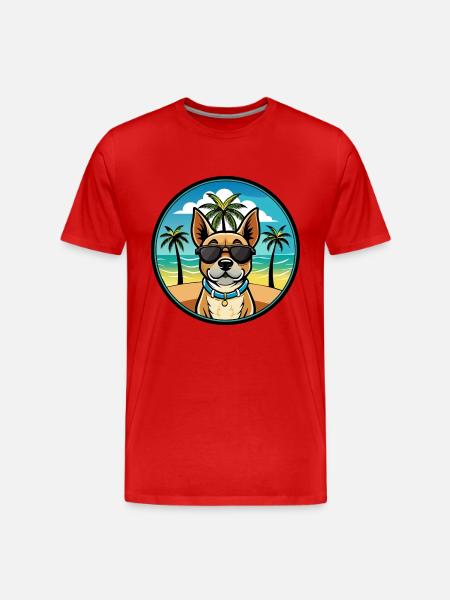 Braque Du Bourbonnais Hunderasse Cartoon Sonnenbrille - Männer Premium Bio T-Shirt - Rot