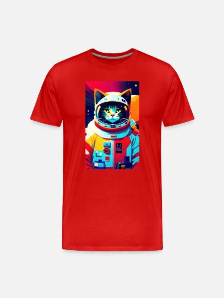 Chat astronaute - T-shirt bio Premium Homme - rouge