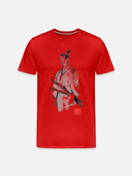 Samurai in seinem Daisho - Männer Premium Bio T-Shirt - Rot