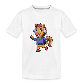 Pferd Lustige Zeichentrickfigur Kopfhörer Musik - Kinder Premium Bio T-Shirt - Weiß - Vorne